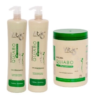 Vitiss kit shampoo quiabo 1 litro + condicionador 1lt e máscara quiabo 1 kg