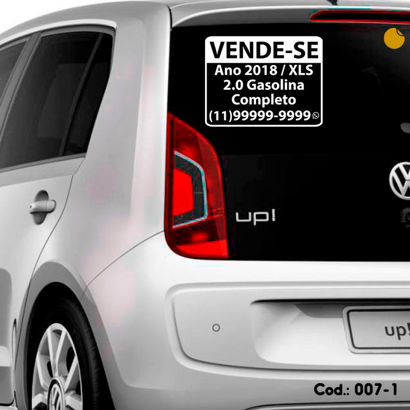 Placa Adesivo Vende-se Vendo Veículo - 4 Unidades