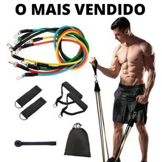 Kit Elástico Para Treino Exercícios Malhar Musculação Casa