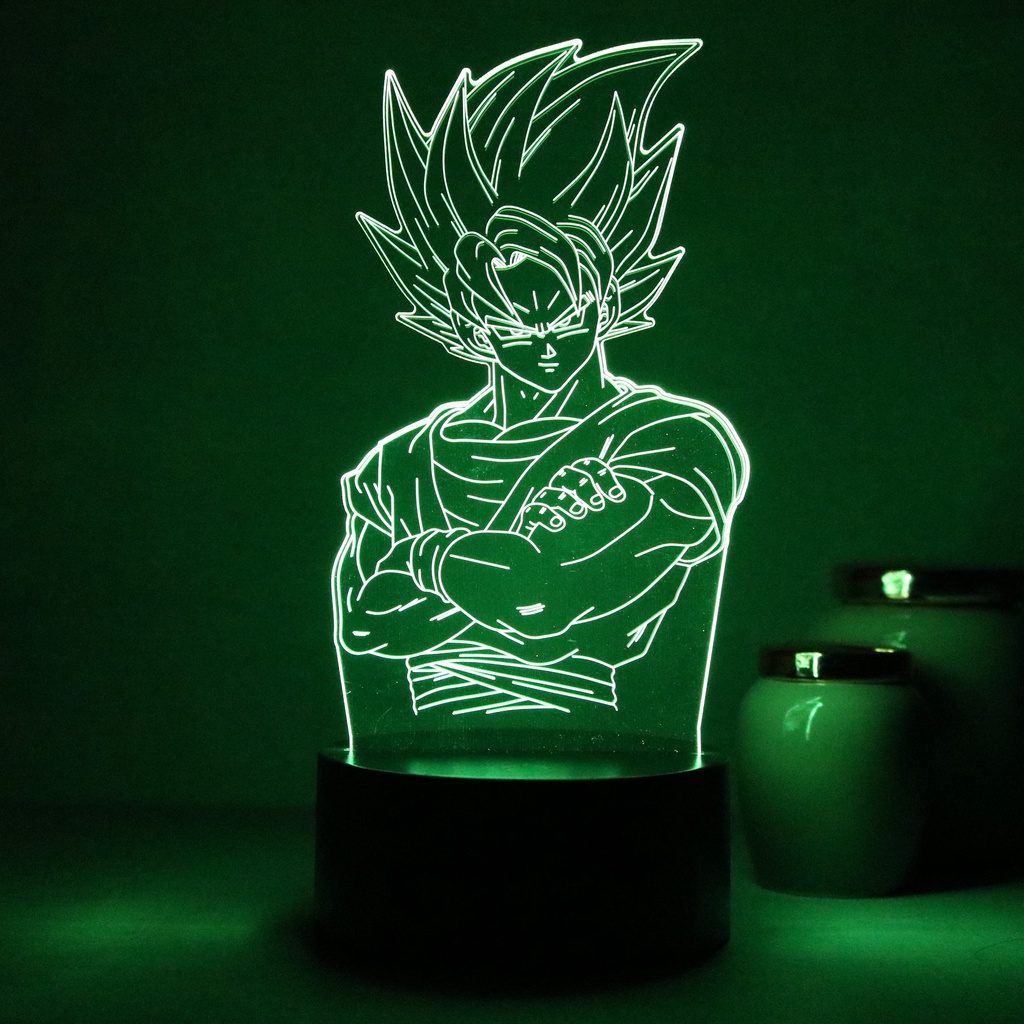 Luminária Led 3d, Goku Super Sayajin 3,16 Cores + controle, Dragon