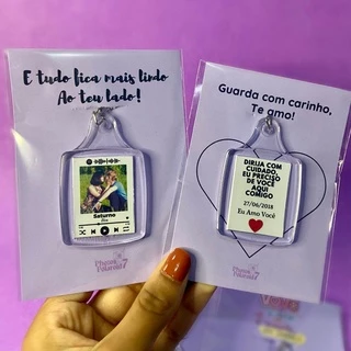 chaveiro personalizado com foto (frente e verso) spotify ou frase- Unidade em Oferta na Shopee