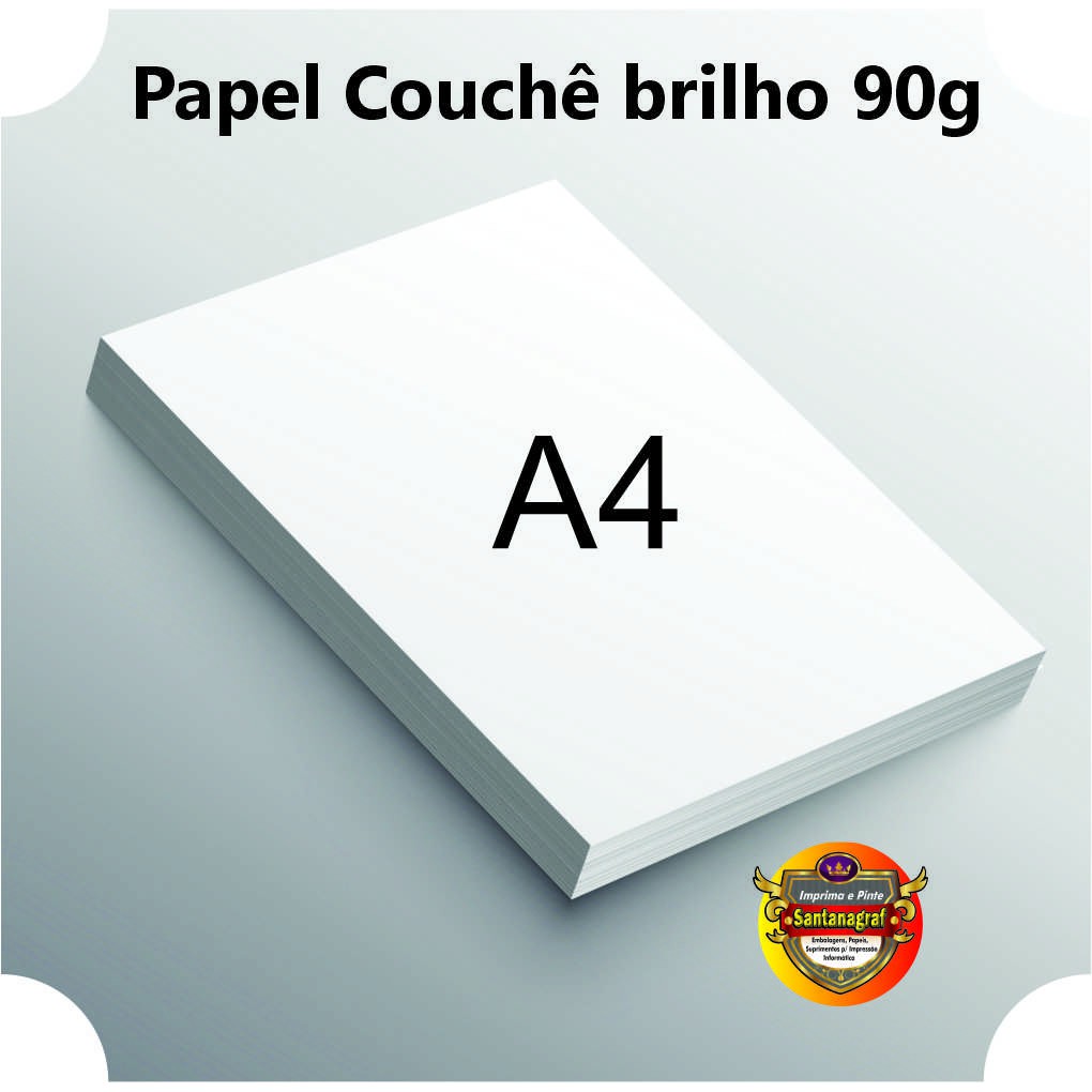 Papel Couche 90g A4 Brilho Impressão Laser Cor Branco Brilho 90g a4 ...