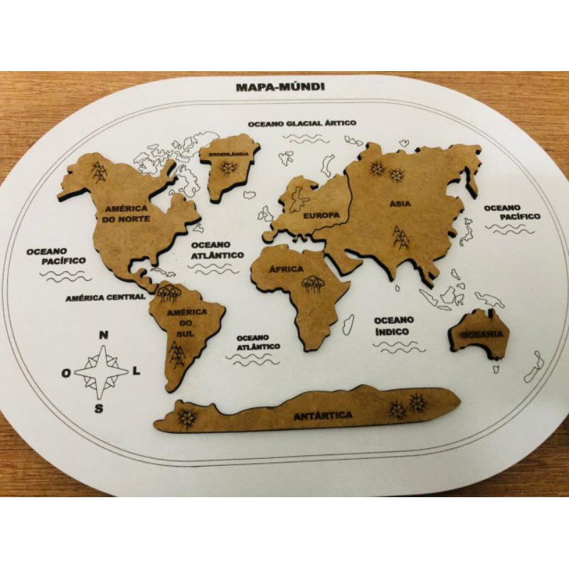 Quebra-Cabeça Mapa Mundi com 250 Peças 50x35cm