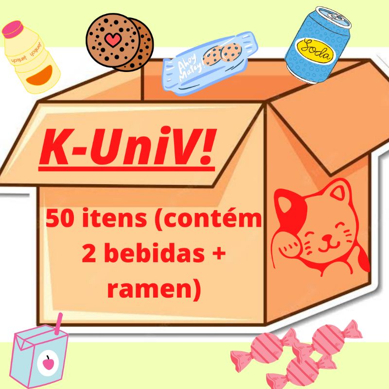 KBOX KUNIV com 50 itens asiáticos incluso salgadinho e 2 bebidas