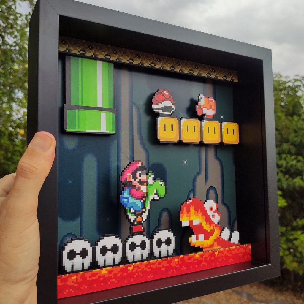 Oficina de quadros - Quadro diorama Mario bros 3D Peça única