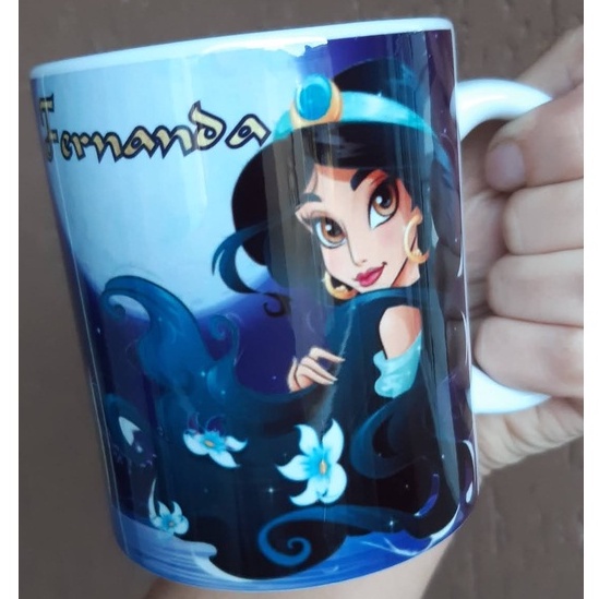 Caneca de Porcelana Personalizável c/ Nome Princesa Jasmine - 1