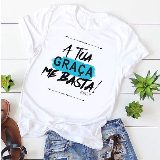 T-SHIRT A TUA GRAÇA ME BASTA - PRETO - Tudo Aki Gospel