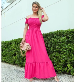 Vestido Longo Poliester Ombro A Ombro