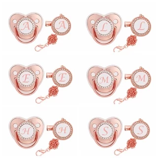 Pacifier Personalizado , Rose Gold Com Nome Inicial , Chuveiro De Presente De Aniversário em Oferta na Shopee