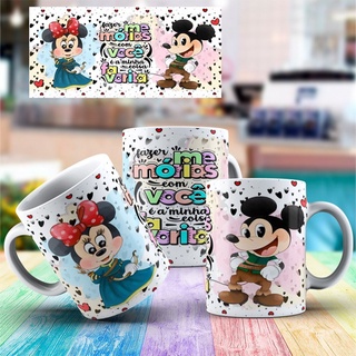 Caneca Porcelana - Fazer Memorias Com Você- Minnie E Mickey