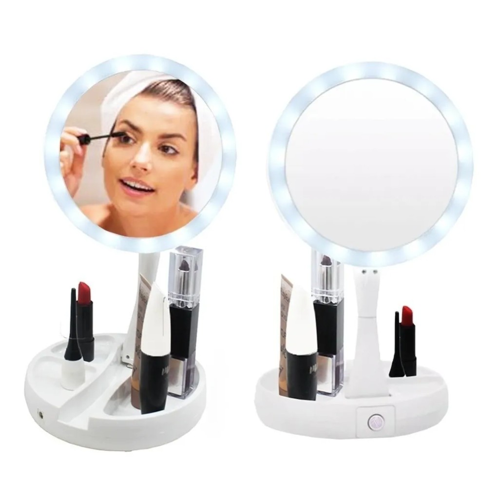 Brinde Espelho de Mesa com luz Led para Maquiagem