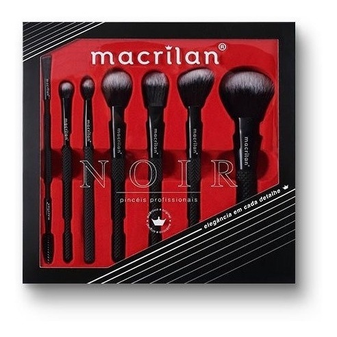 Kit Pincel Profissional Macrilan Lançamento Noir 07 Peças 