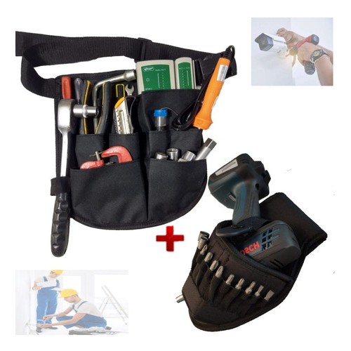 KIT Cinturão Multifuncional P/ Ferramentas + Porta Furadeira