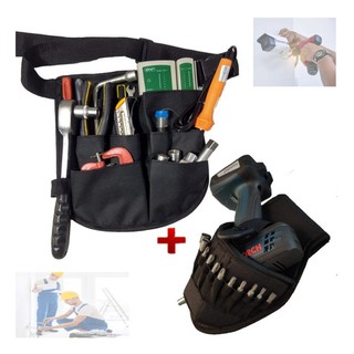 KIT Cinturão Multifuncional P/ Ferramentas + Porta Furadeira