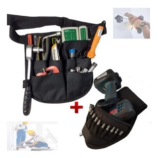 KIT Cinturão Multifuncional P/ Ferramentas + Porta Furadeira