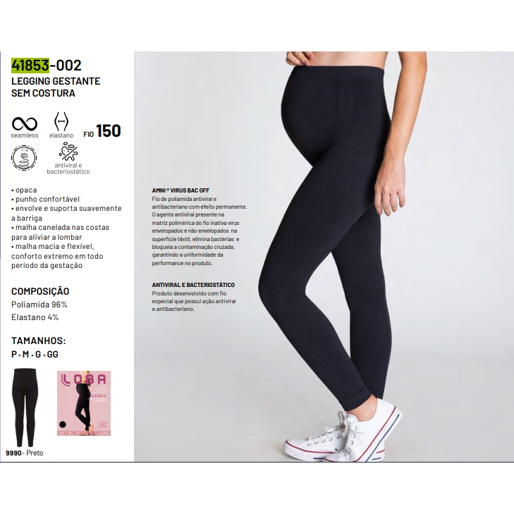 Calça Legging Gestante Lupo Sem Costura Poliamida Amni