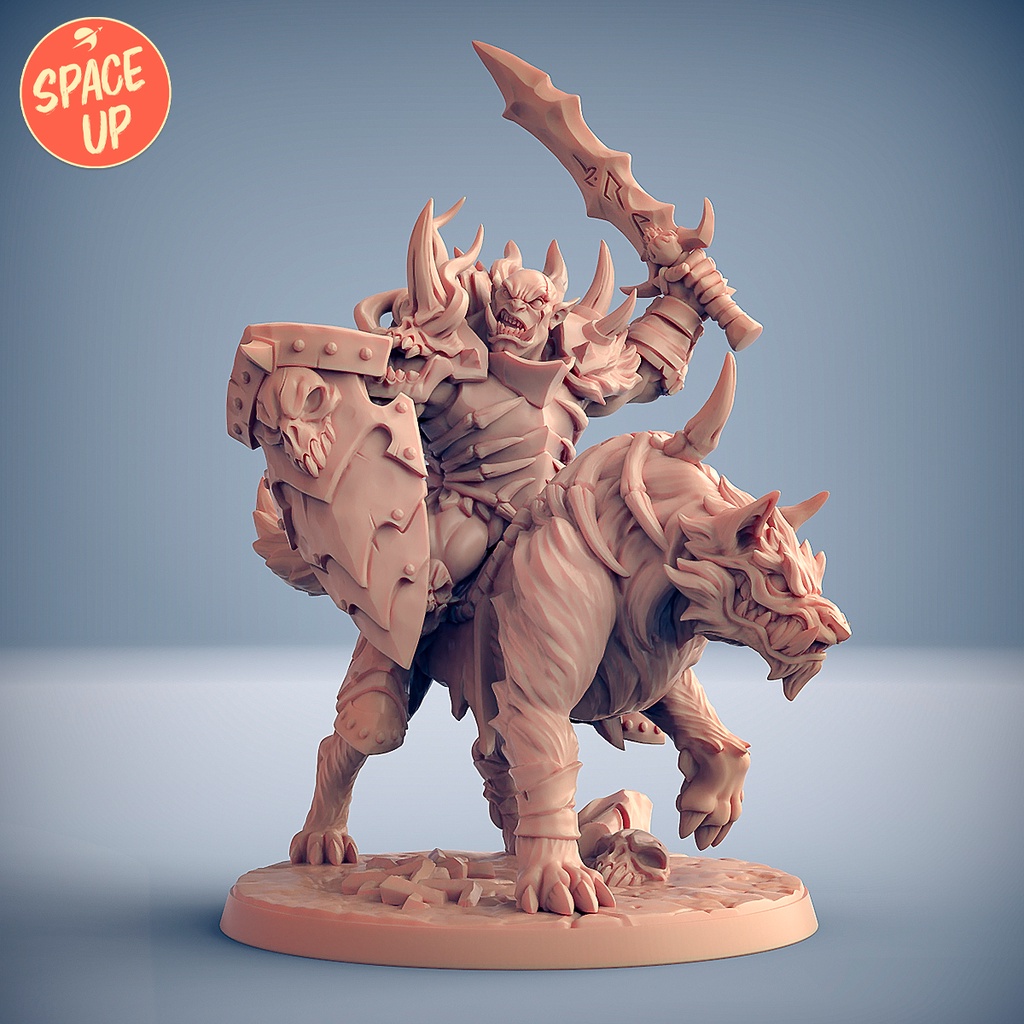 Miniaturas RPG Orc Guerreiro Batedor e Montaria Lobo Selvagem ...