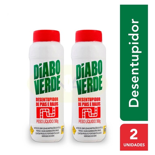 Kit 2 Diabo Verde Granulado Desentupidor de Pias Ralos 300g