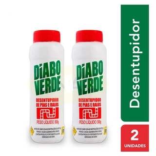 Kit 2 Diabo Verde Granulado Desentupidor de Pias Ralos 300g