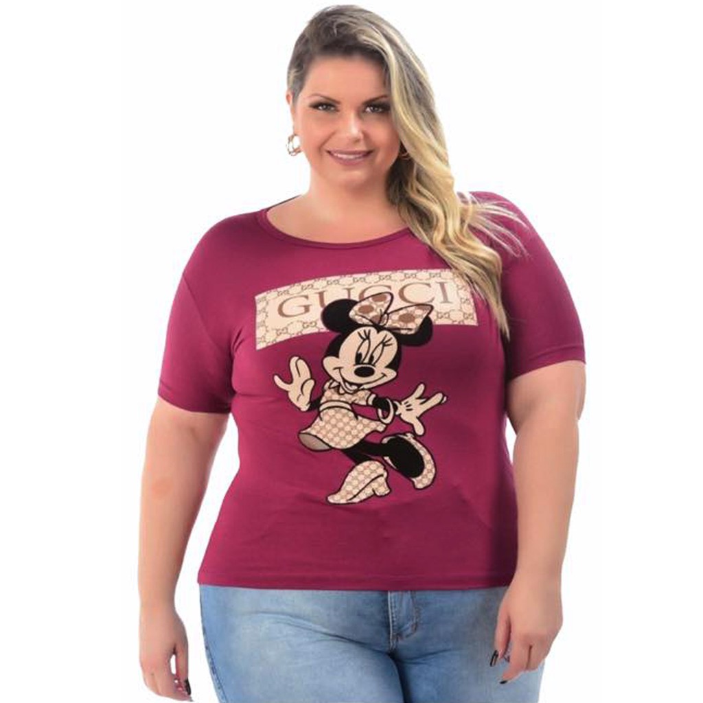 T-shirt Feminina Plus Size Camisetas Blusas Kit 3