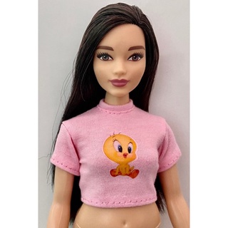 Roupa para Barbie - Cropped Barbie Curvy Rosa Personagens