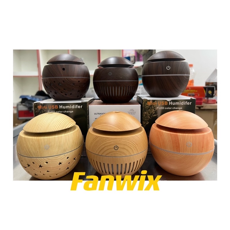 Umidificador Ultrassônico USB Tipo Madeira Difusor Aroma Led Fanwix