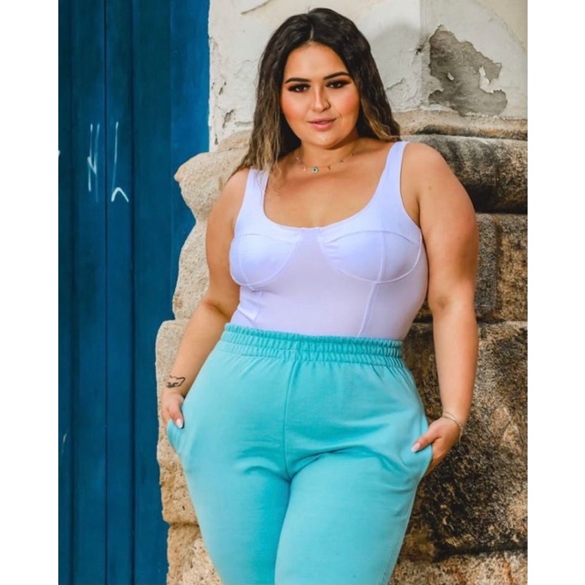 Body feminino com bojo plus sale size