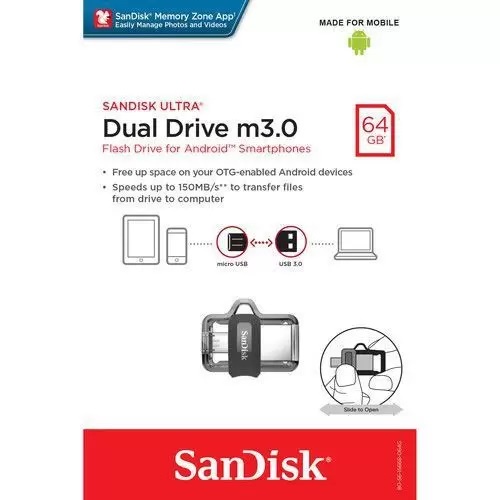 Pendrive 64gb Sandisk Ultra Dual Drive M3.0 Usb 3.0 Celular