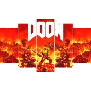 Quadro decorativo de mdf DOOM - 60cm de altura x 102cm de largura Mosaico - 5 partes