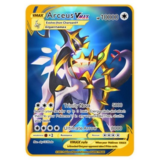 Arte completa mew vmax ouro pokemon cartões em inglês ferro metal cartas  pokmo crianças presente jogo coleção cartões arco-íris