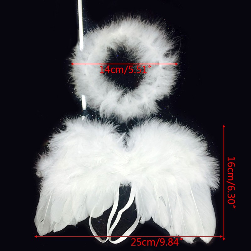 Conjunto Fantasia Fotografia Asa Anjo Com Faixa Cabelo