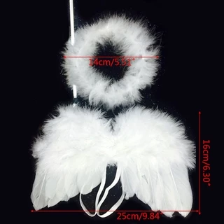 Conjunto Fantasia Fotografia Asa Anjo Com Faixa Cabelo