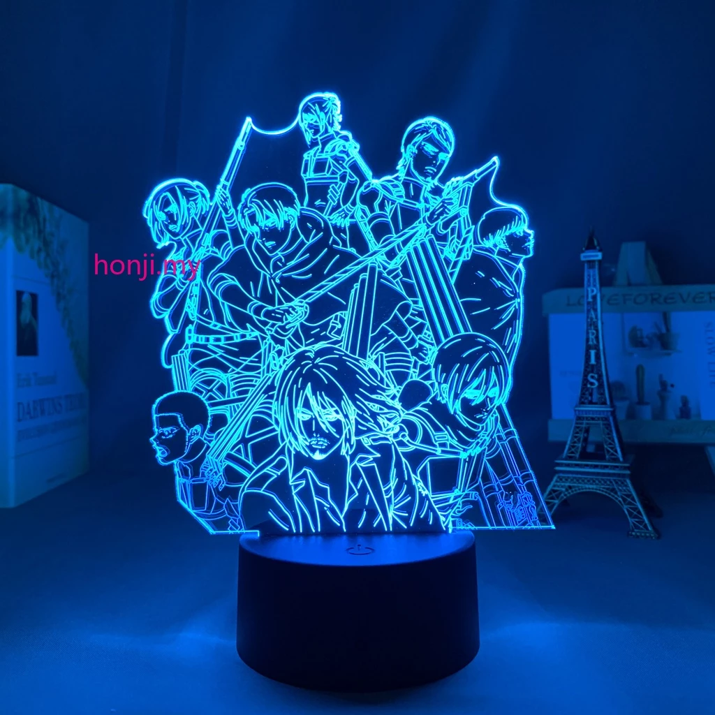 Anime Led Light Attack On Titan Grupo Papel De Parede Para Decoração Do Quarto Do Miúdo Criança Presente De Aniversário Manga Aot 3d Lâmpada