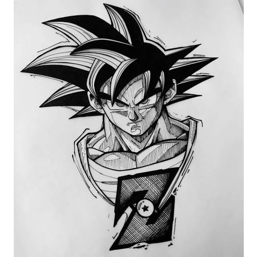 Goku Line art Desenho Retrato, goku, branco, cara, lápis png