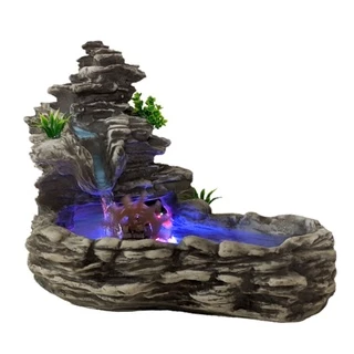 Fonte de agua laguinho decorativa cascata rodinha com luz colorida bivolt