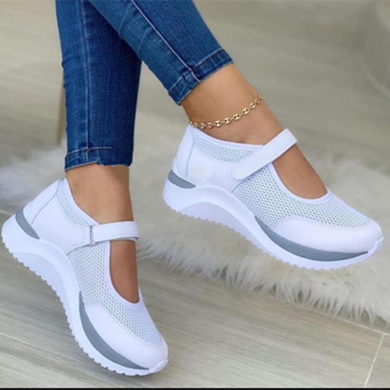 Sapato Feminino Confortável com Velcro Branco