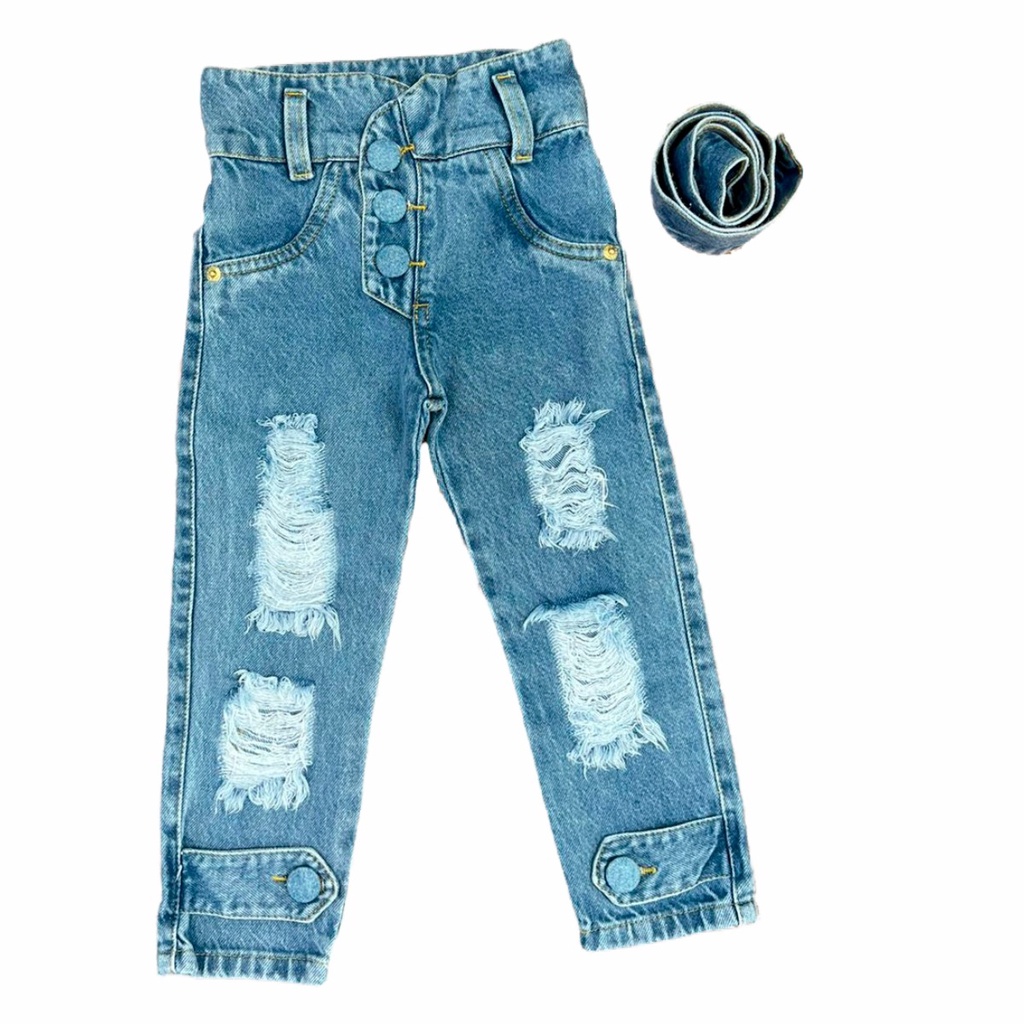 Calça Jeans Infantil Menina Mini Diva Blogueirinha Luxo Kids