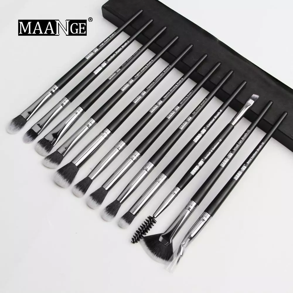 12 pcs/Pack Conjunto De Escovas De Maquiagem Profissional Eye Shadow Blending Eyeliner Eyelash Eyebrow Makeup Tool