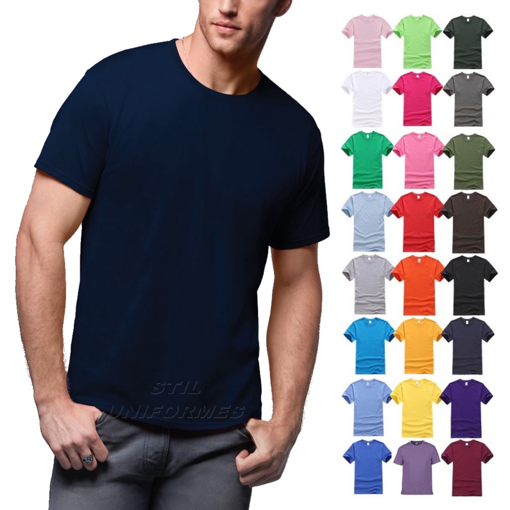 Camiseta Slim de Malha (PV) Lisa Básica Unissex – Camisa Manga Curta