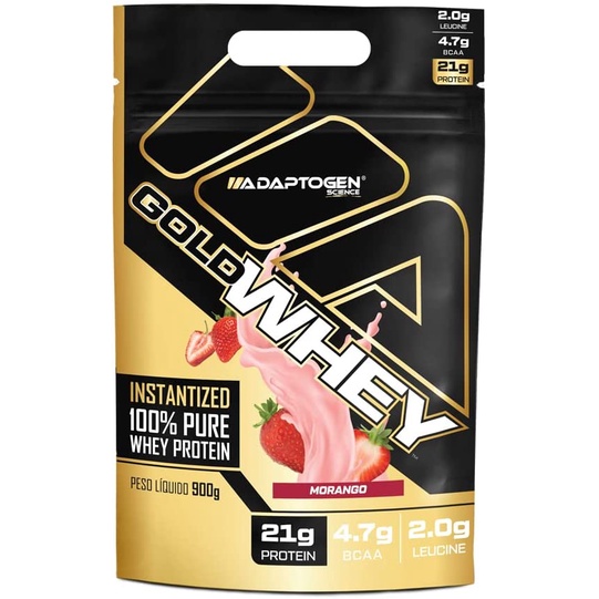 Gold Whey 900g Refil – Adaptogen – Morango