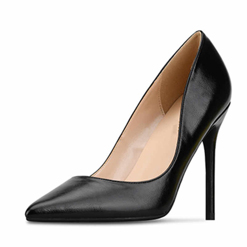 Scarpin preto couro salto hot sale alto