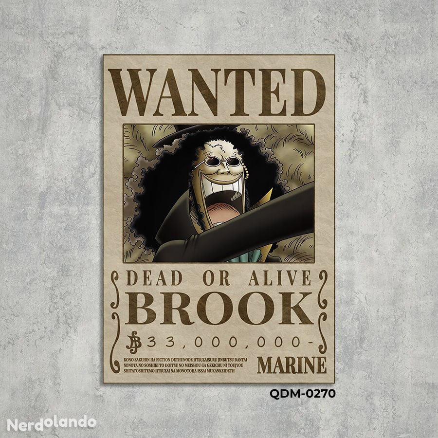 Brook - One Piece (Cartaz de Procurado - Wanted) 260 - Quadro MDF