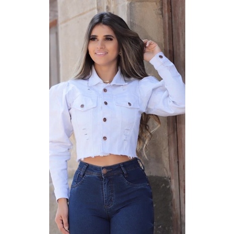 Jaquetinha jeans sale branca