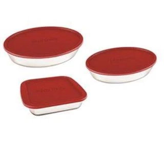 Conjunto Jogo Marinex 3 Peças Travessas de Vidro Com Tampa