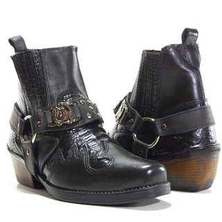 Bota 100% Couro Semi Cromo Preto com Lezar Preto