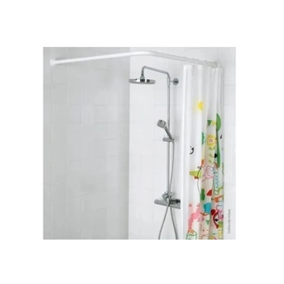 Suporte Varão Cortina Para Box De Banheiro Curvo Tubo Em L Branco Maxeb