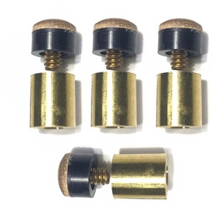 4 Virolas de Metal e 4 Solas Couro 11mm C/ Rosca para Taco Sinuca Bilhar Kit