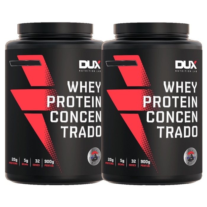 Kit 2x Whey Concentrado 900g Dux Nutrition Original Sabores