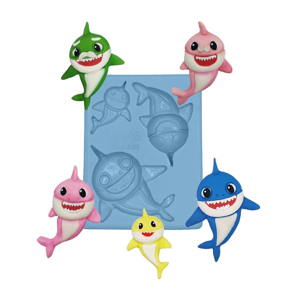 Molde de Silicone 3 Baby Shark, mamãe papai vovó e vovo Shark apliques e  lembrancinhas FM-152 | Shopee Brasil