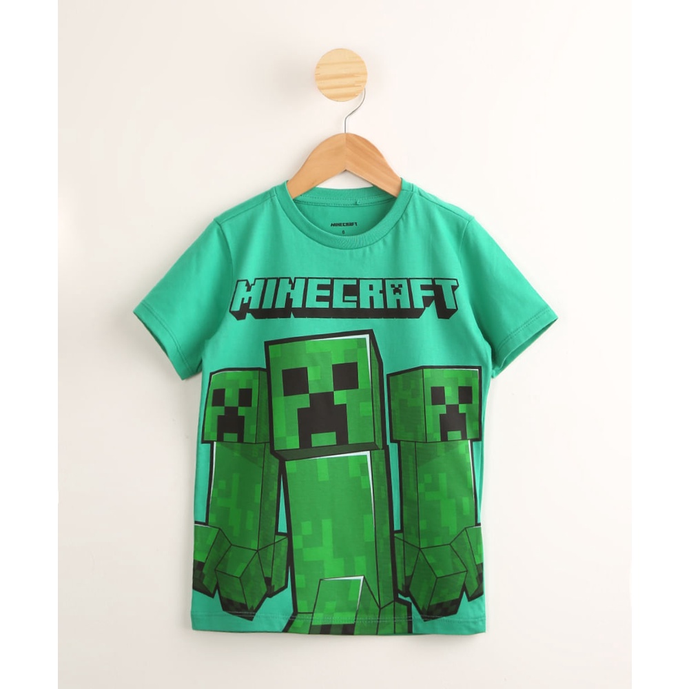 Camiseta Infantil Manga Preta - Minecraft